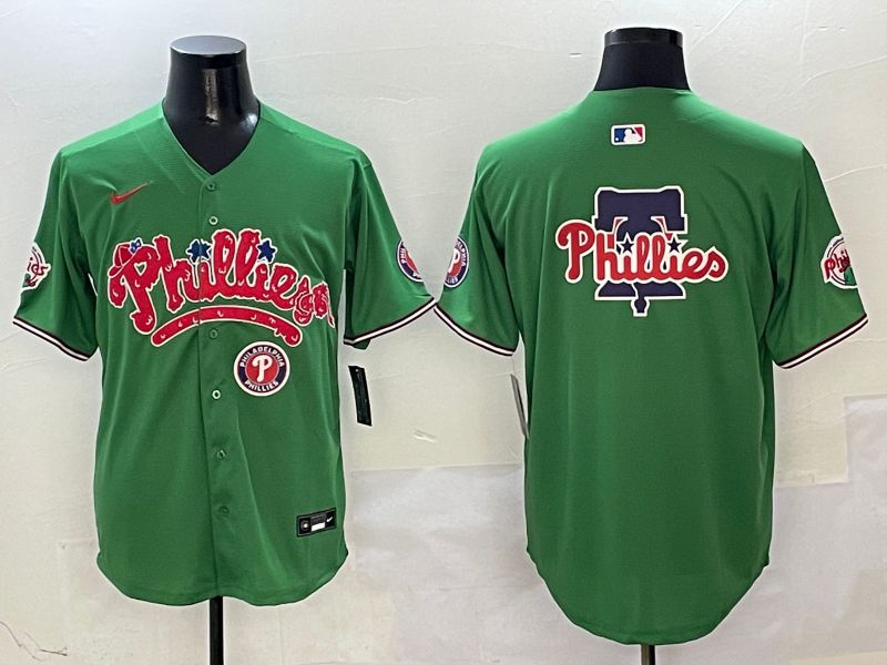 Men Philadelphia Phillies Blank Green Four generations joint name 2025 Nike MLB Jersey style 6->youth mlb jersey->Youth Jersey
